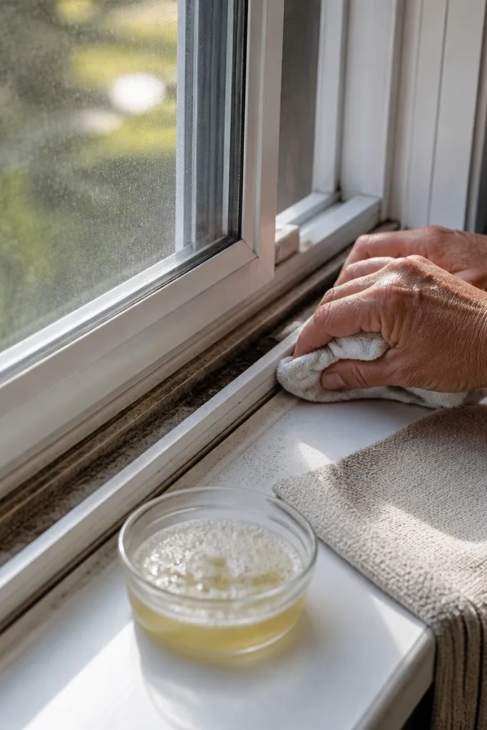 Clean sliding window track with no sticky grime lines