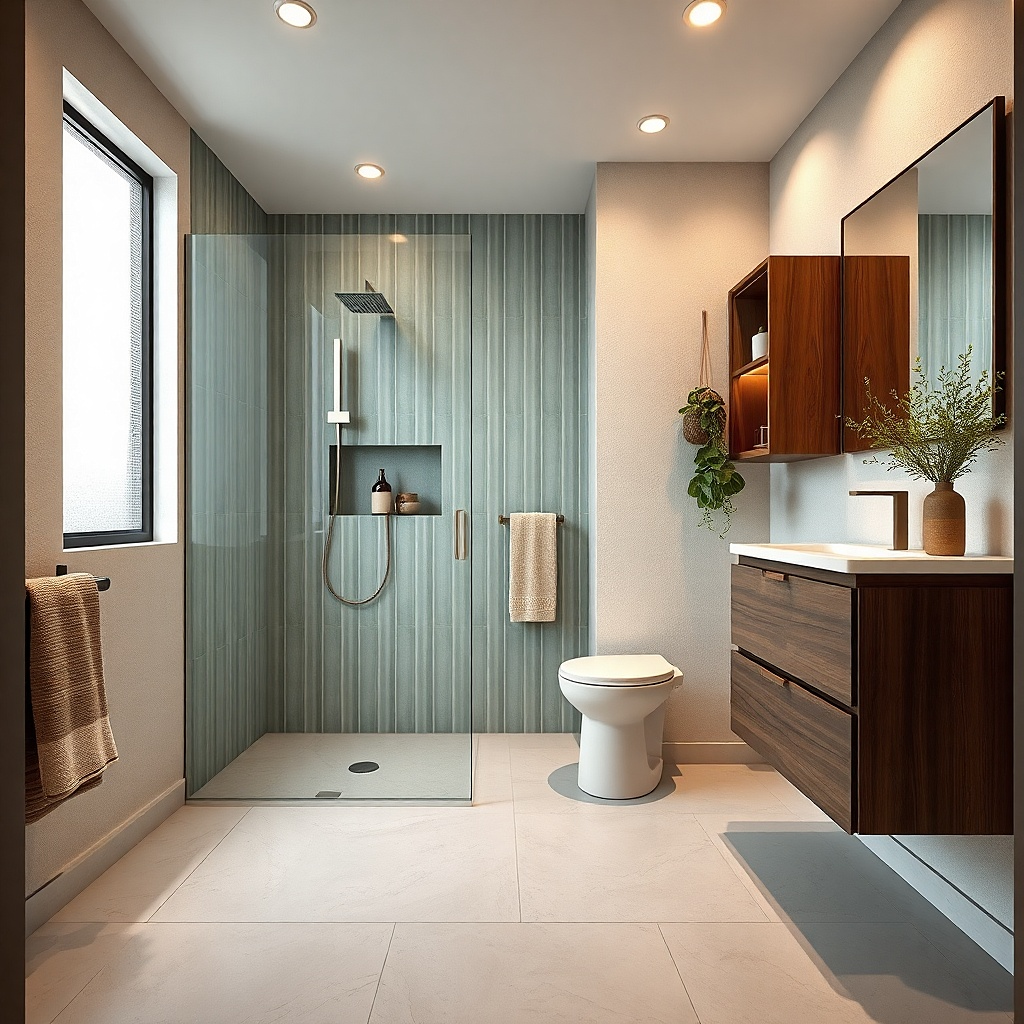 Small bathroom shower with a 60x32 footprint and a fixed glass panel