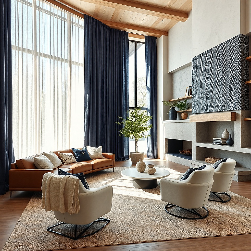 15 Best Navy Blue Curtain Ideas for the Living Room