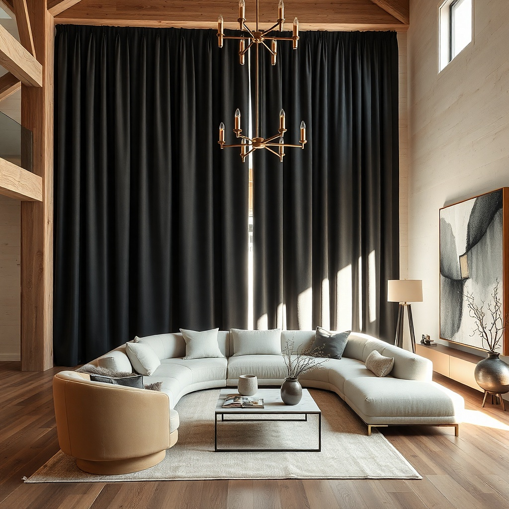 16 Low-Maintenance Black Curtains Living Room Ideas