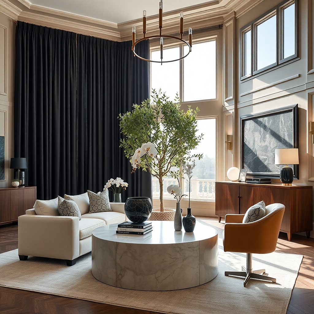 16 Low-Maintenance Black Curtains Living Room Ideas
