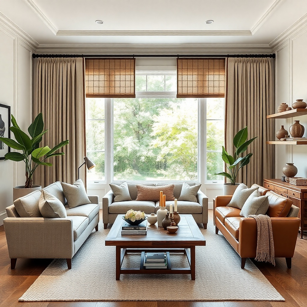Milk chocolate curtains with brown edge trim