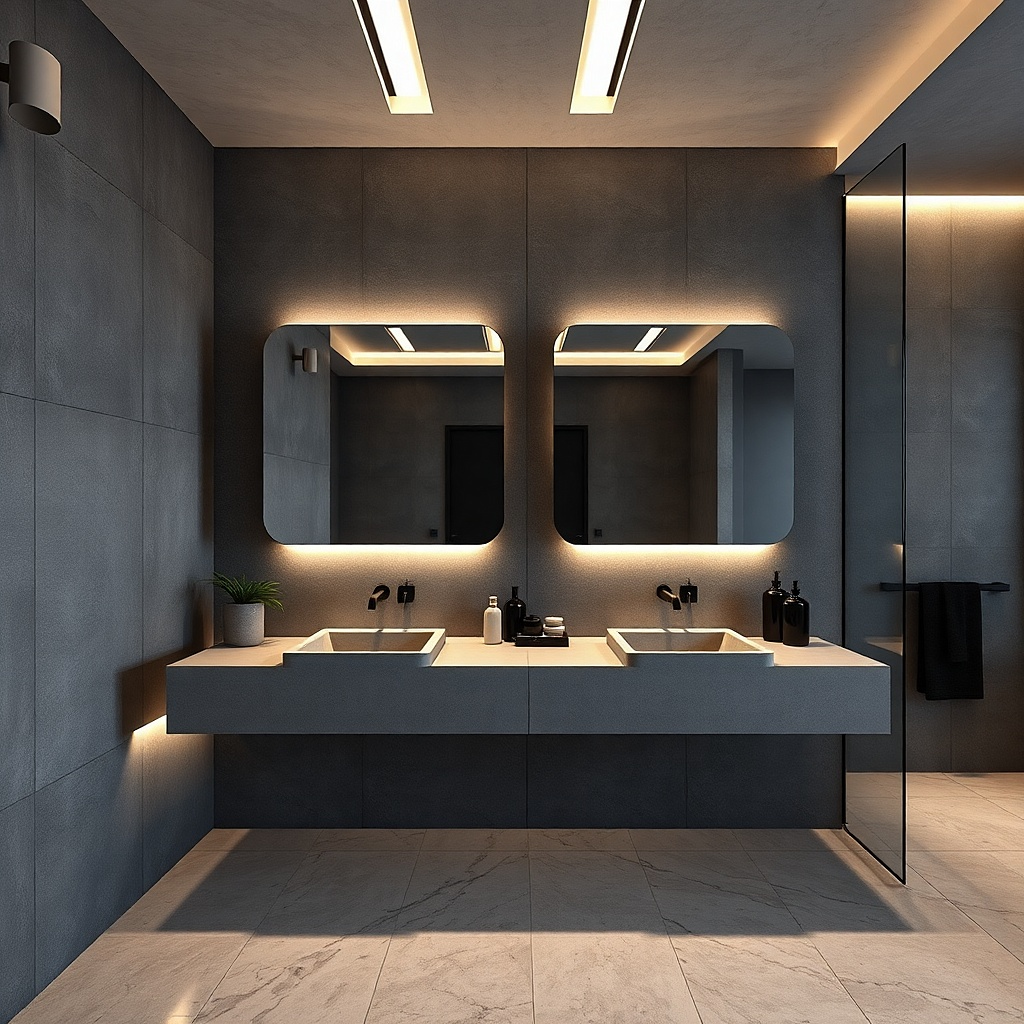 Greystone double vanity with matte countertop and two sinks