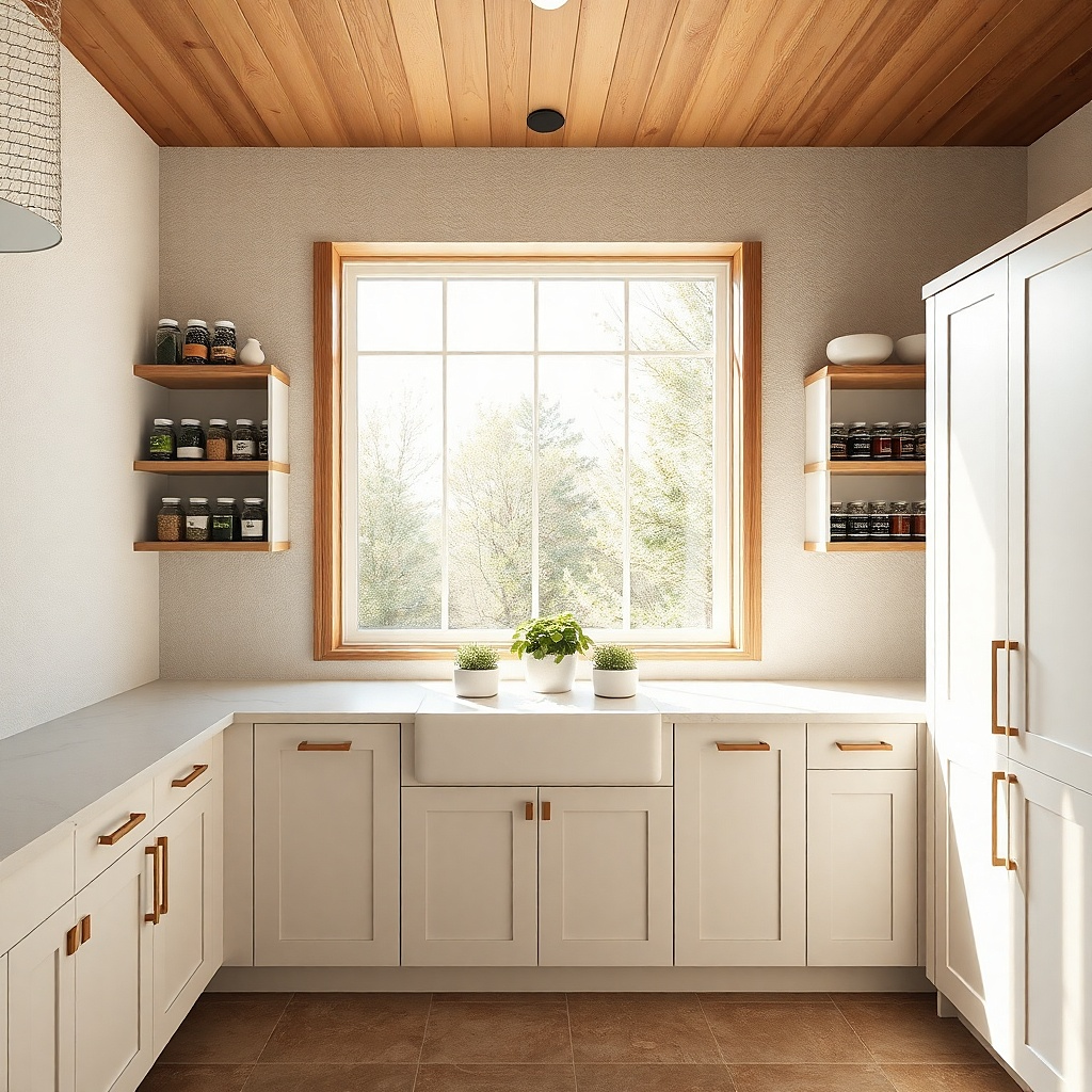 Two-tier spice rack on sill with matching mini jars