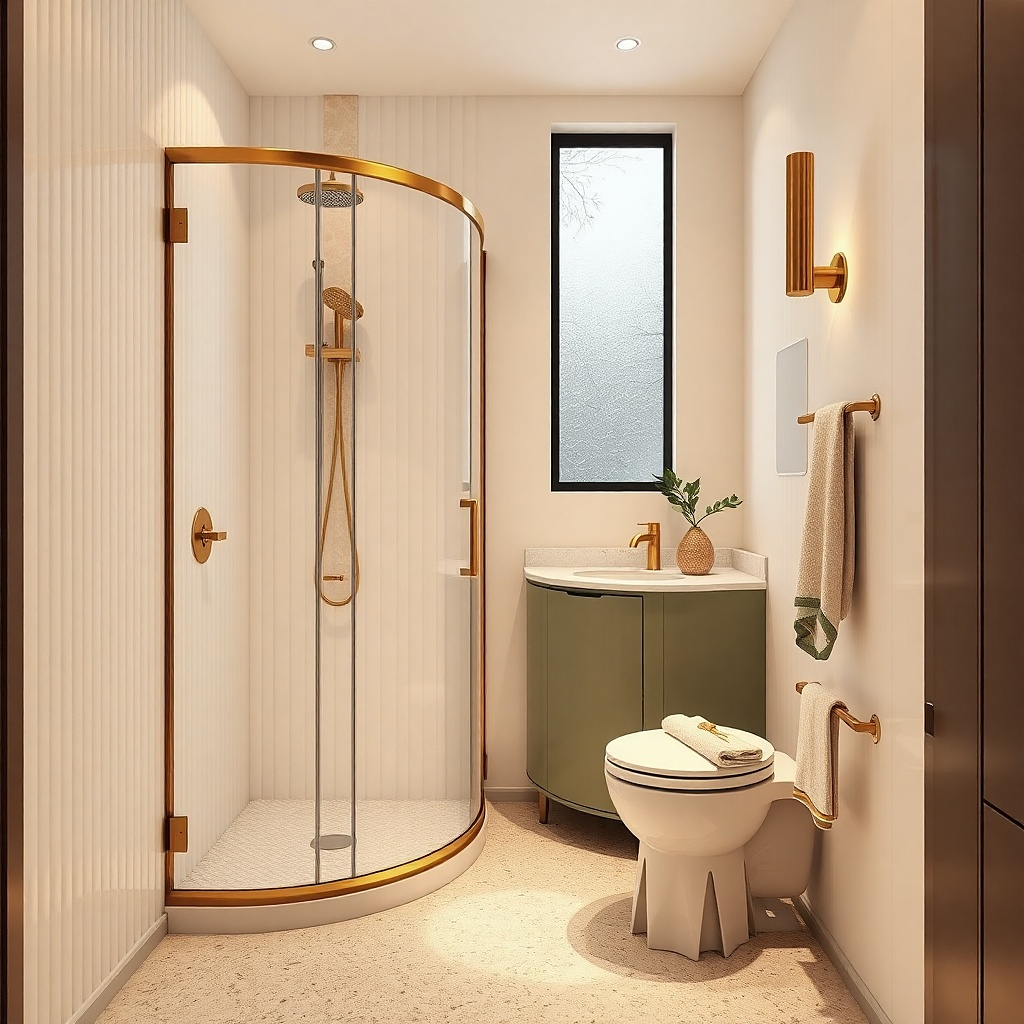 Shower where a tub used to be, with a recessed shelf niche and clear glass