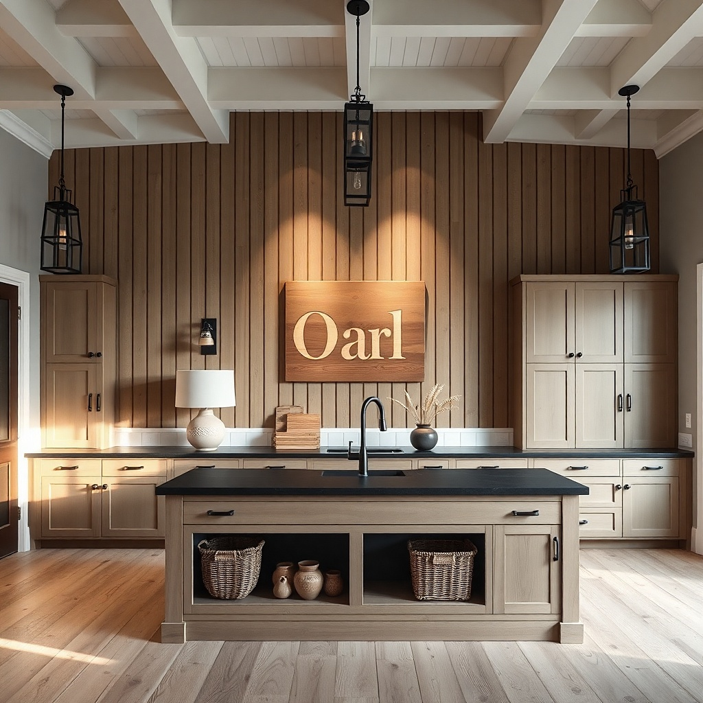 Vertical board-and-batten slat panel with one centered farmhouse sign