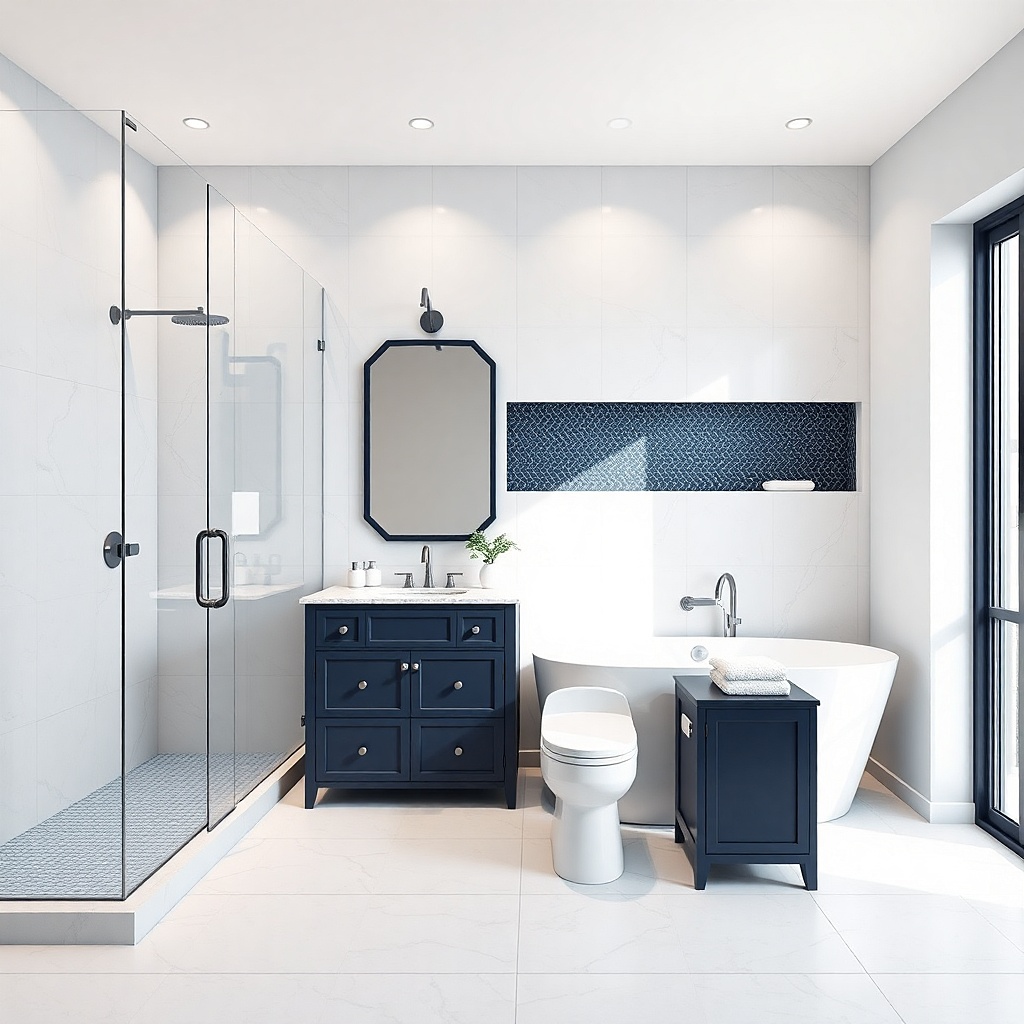 Vertical wall tile pattern in a shower creating a taller look