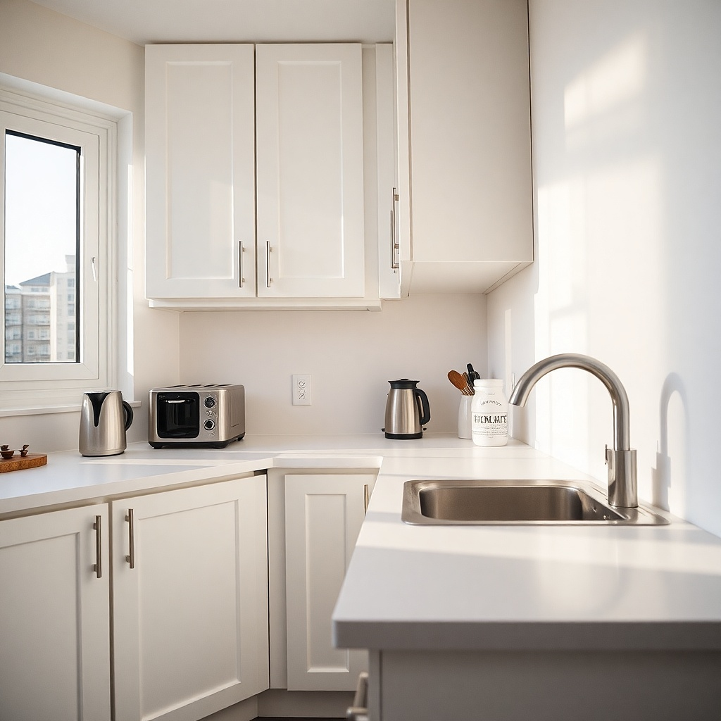 Self-adhesive backsplash strip covering a countertop wall gap