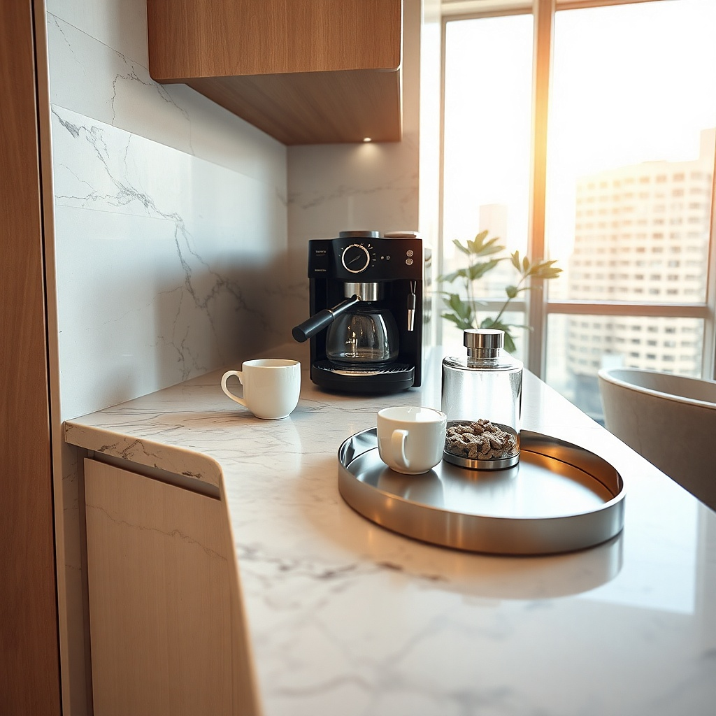Short matching side splash piece at the end of a countertop