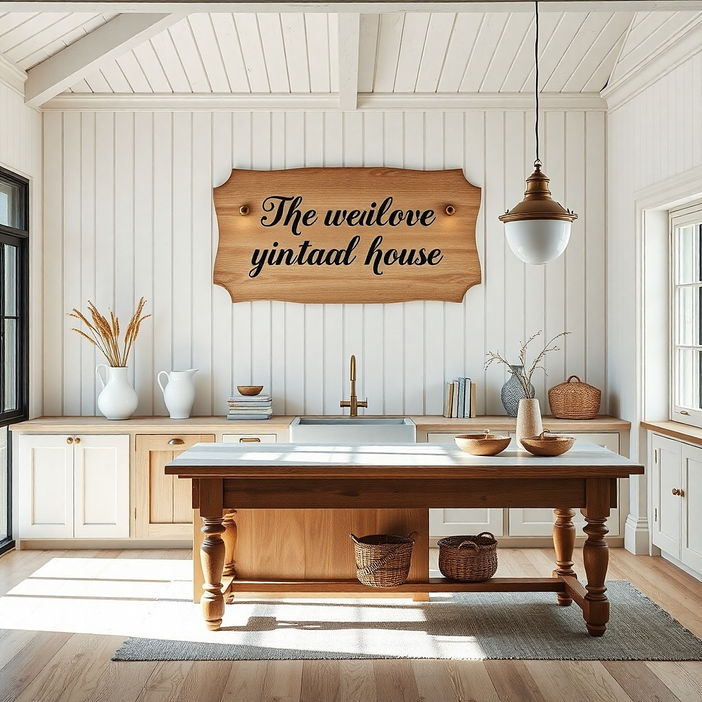 Carved wooden wall plaque with script wording in distressed finish