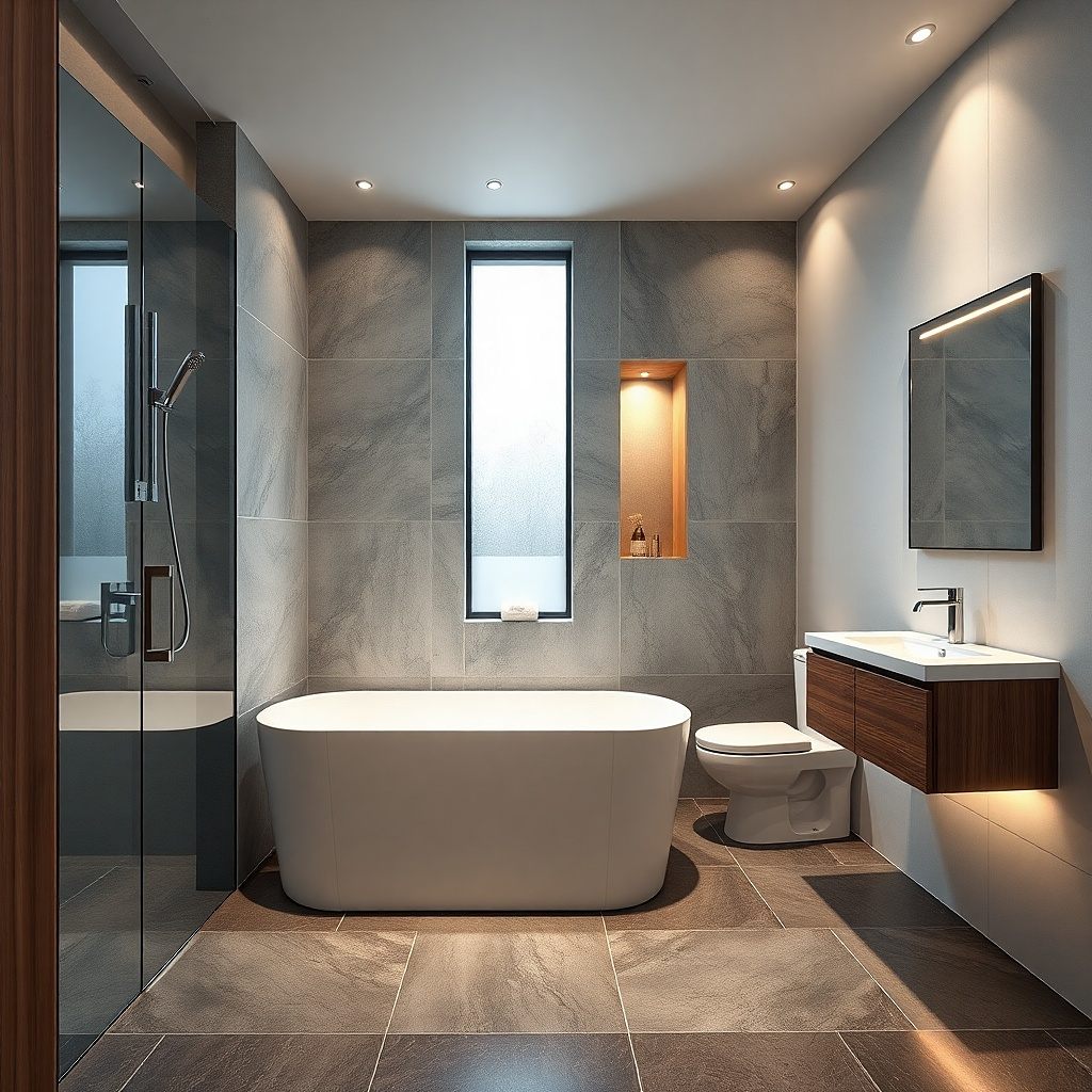 White 24x48 wall tile around a tub with a clear fixed glass panel and warm brass fixtures