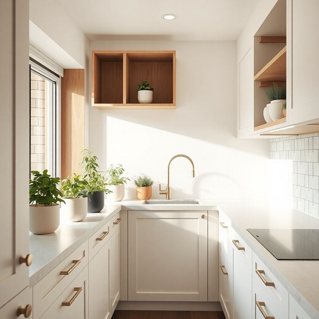 A countertop utensil zone in a galley with two matching wood utensil crocks placed on a rectangular tray. A wooden spoon rests across the tray edge, and a small ceramic timer sits nearby.