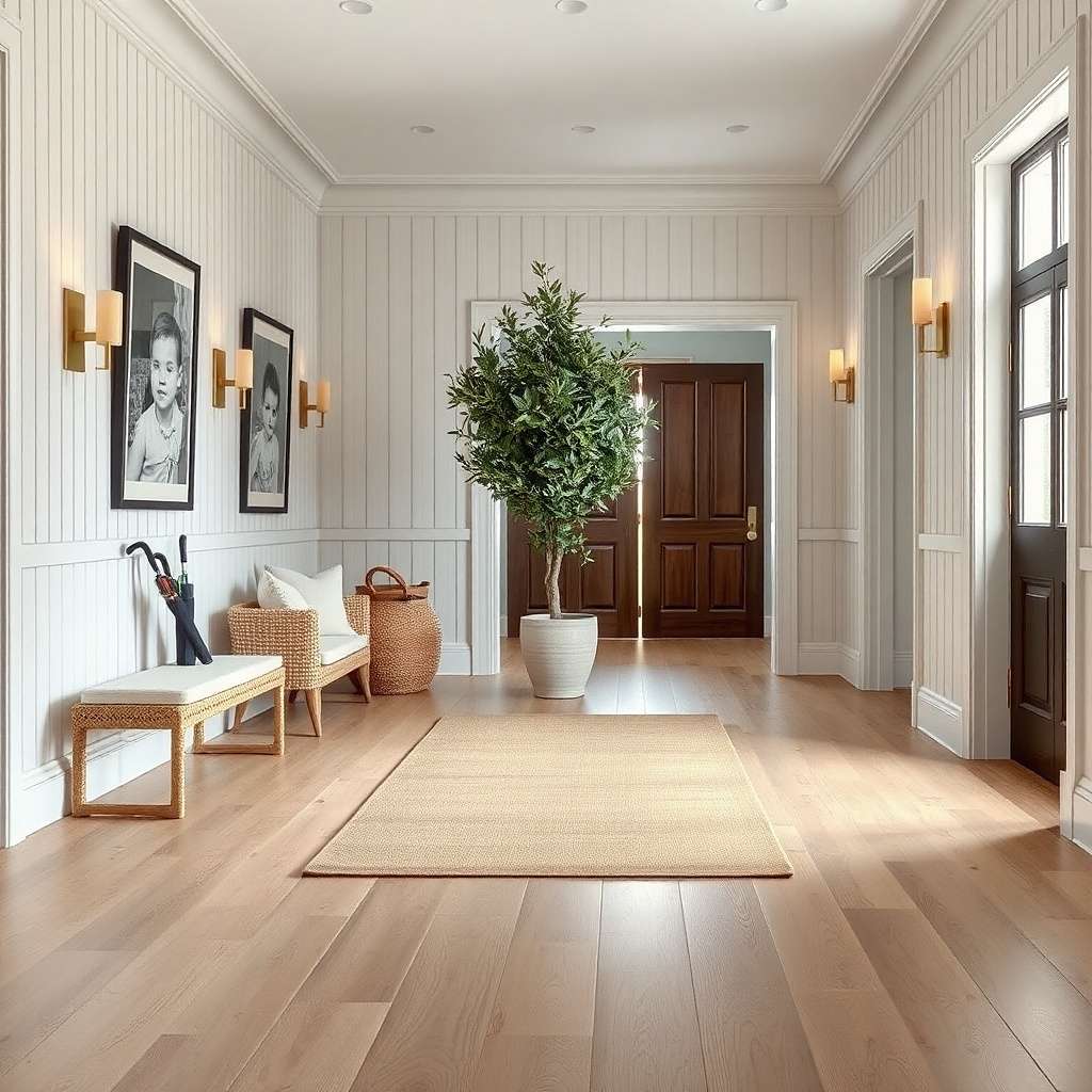 Narrow hallway with an oversized runner nearly touching both walls