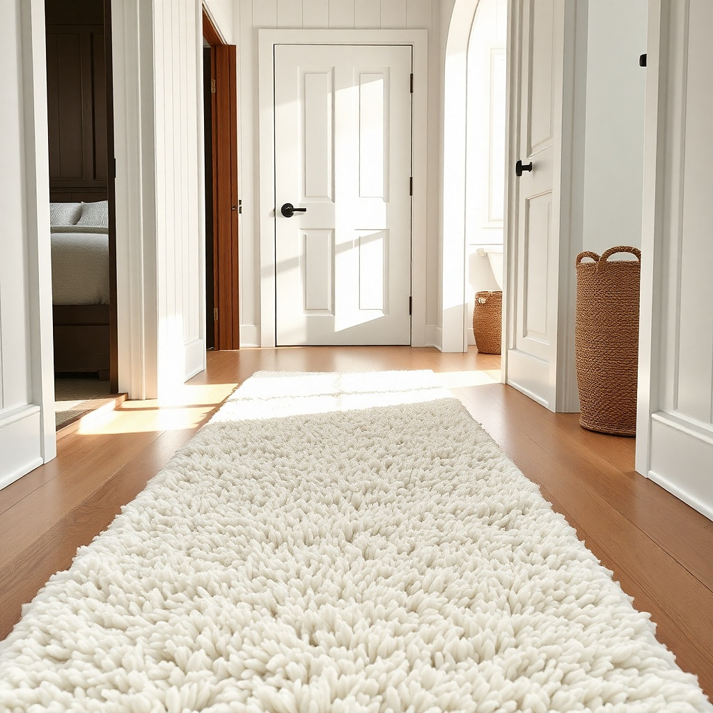 Interior door scraping across a thick hallway runner