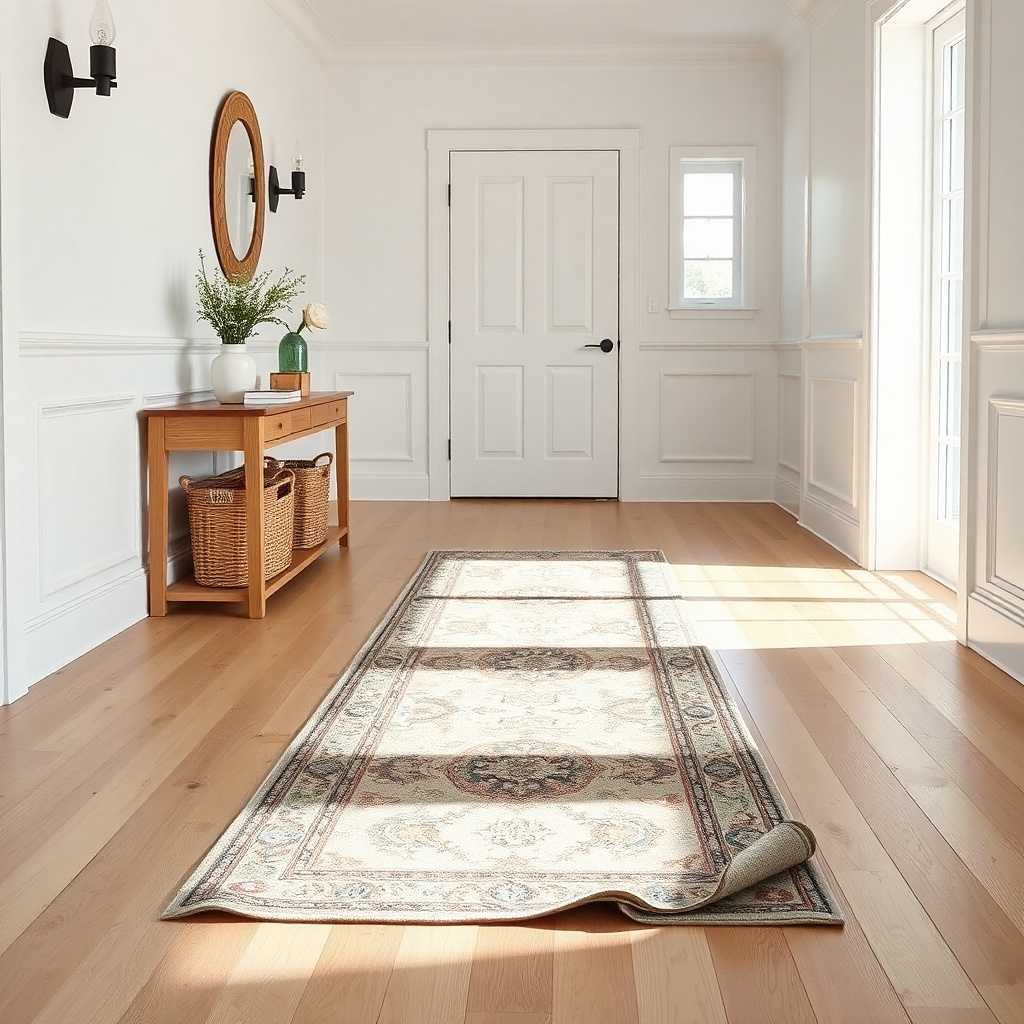 Runner corner lifted by an oversized rug pad underneath