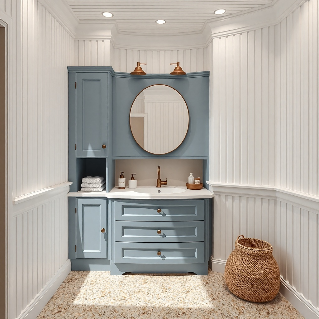 Small 24-inch vanity with quartz top and accessible plumbing