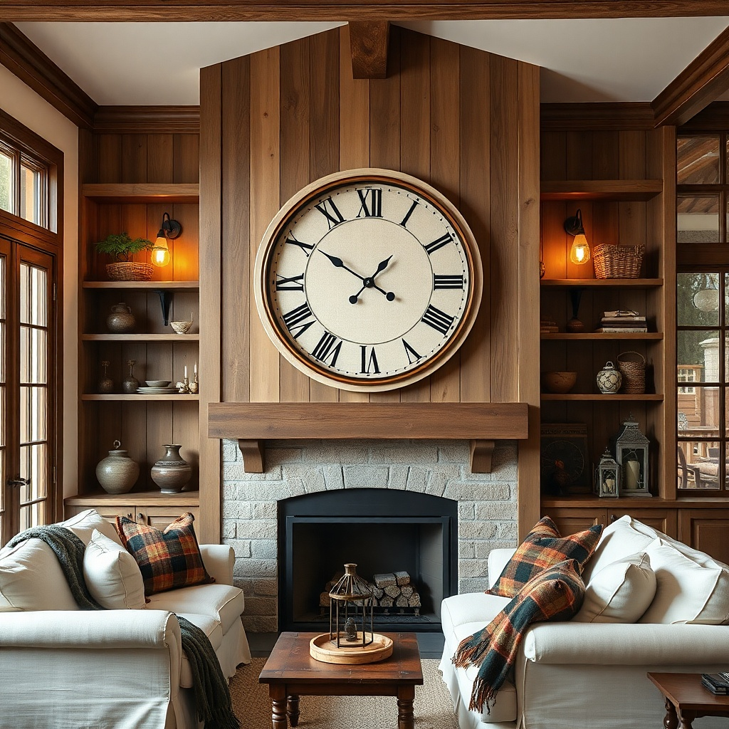 Two-tone wood wall clock with dark inner ring and simple hands