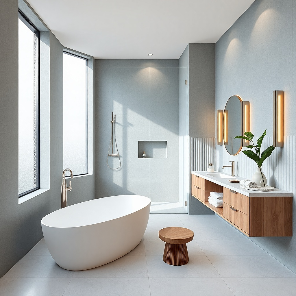 Clear frameless shower glass with a thin metal squeegee strip at the edge