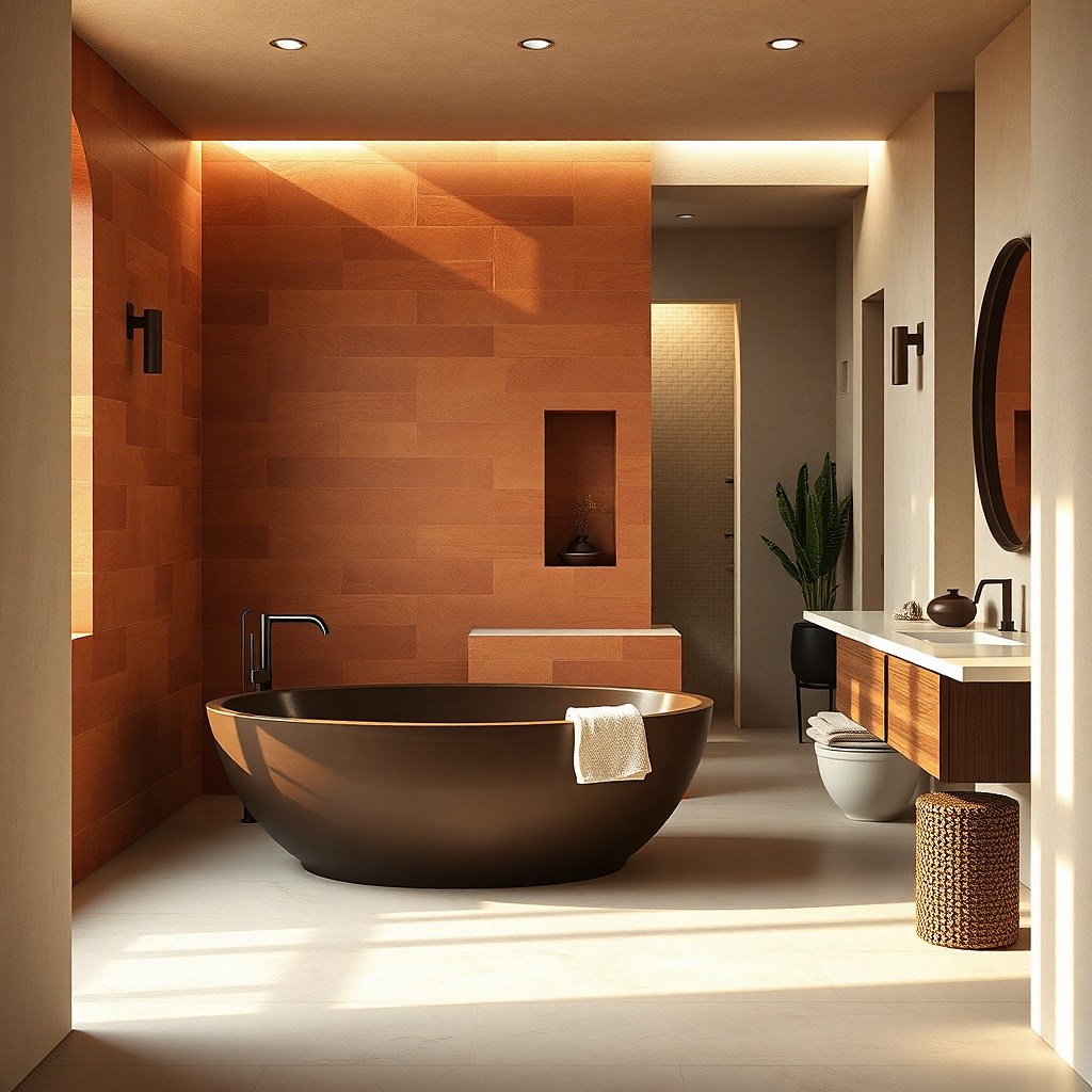 Low-profile curbless shower with a linear drain and smooth floor transitions