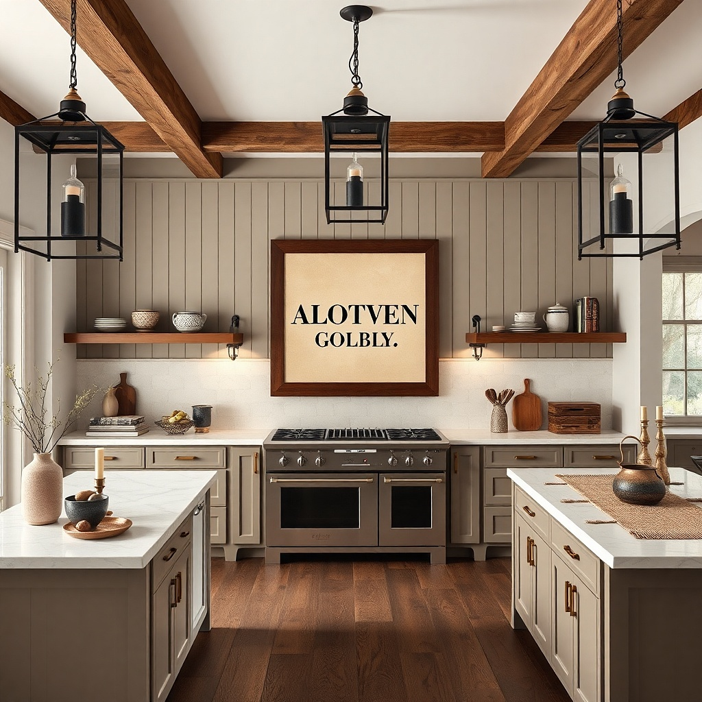 Rustic wood frame with a modern typography print in cream and charcoal