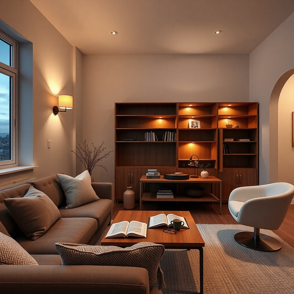 Pair of plug-in wall sconces in a one-window living room