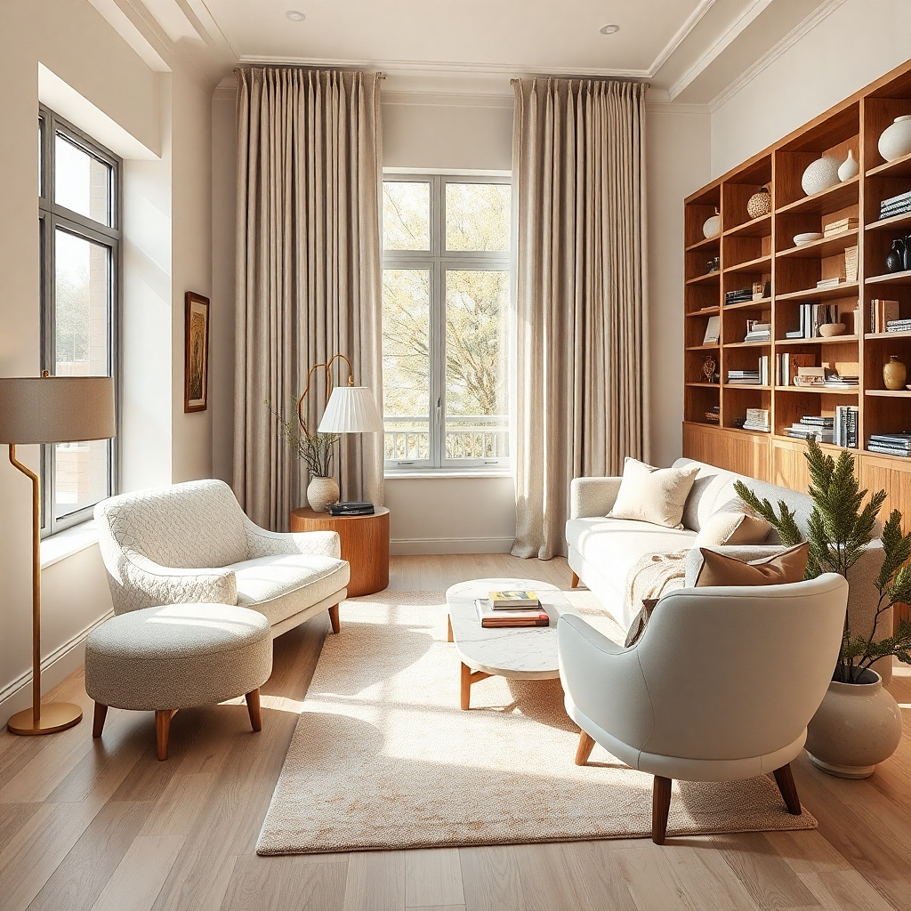 Small reading chair placed beside a single living room window