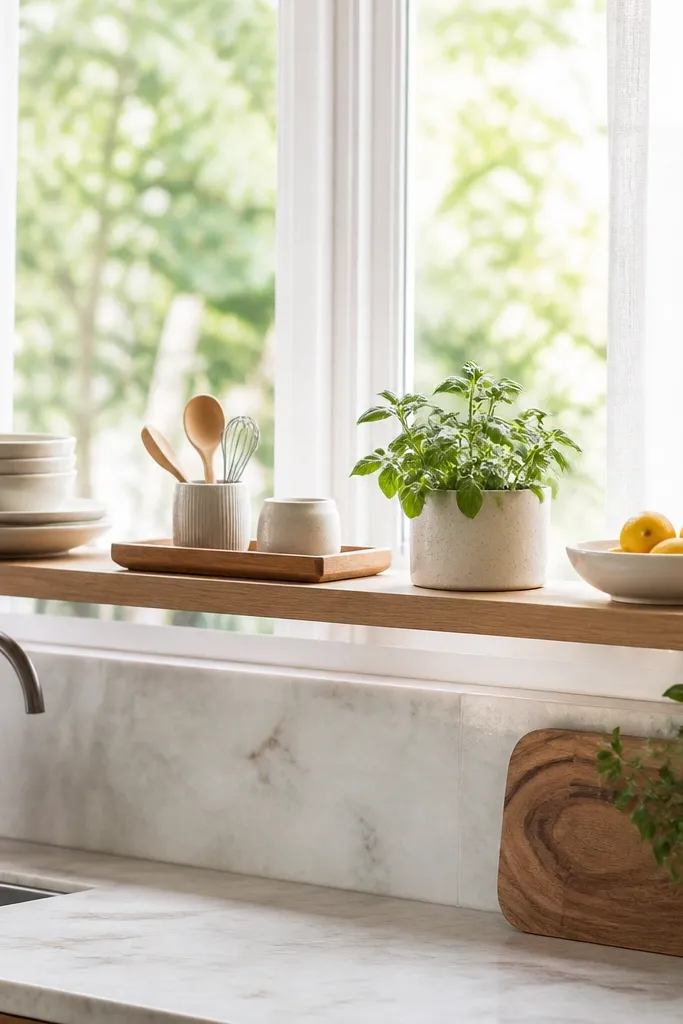 Quick and Easy Kitchen Window Shelf Ideas