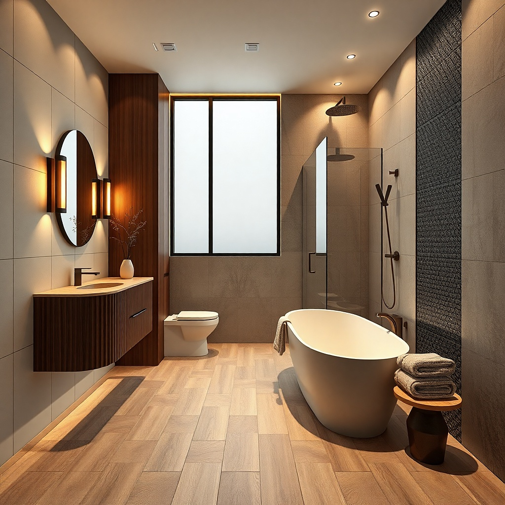 Matte warm greige bathroom wall with minimal decor