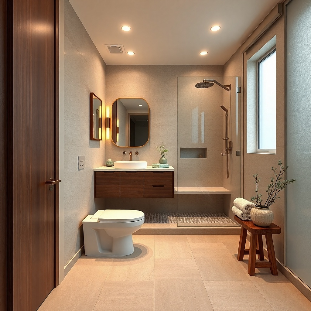 Walk-in shower style glass panel over a tub with clean tile surround