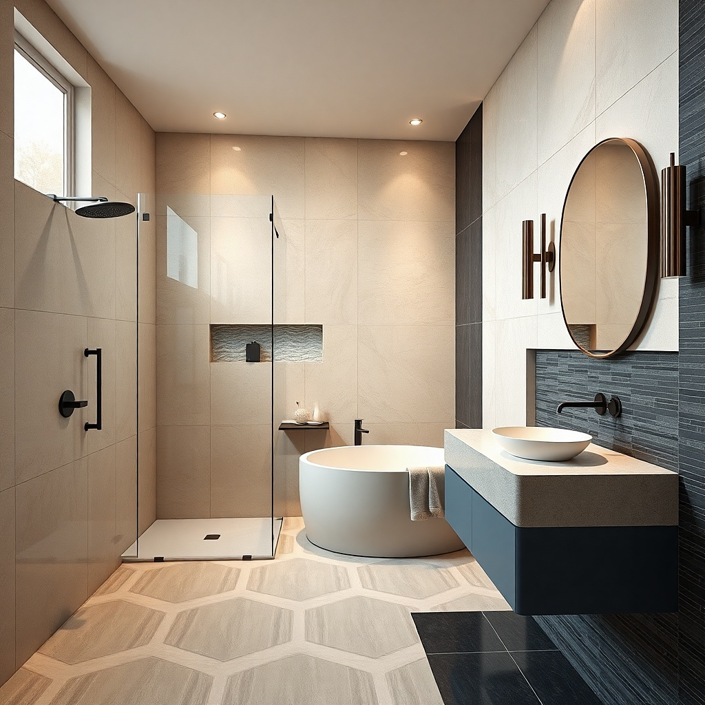 Simple skirted toilet surround in warm neutral tone