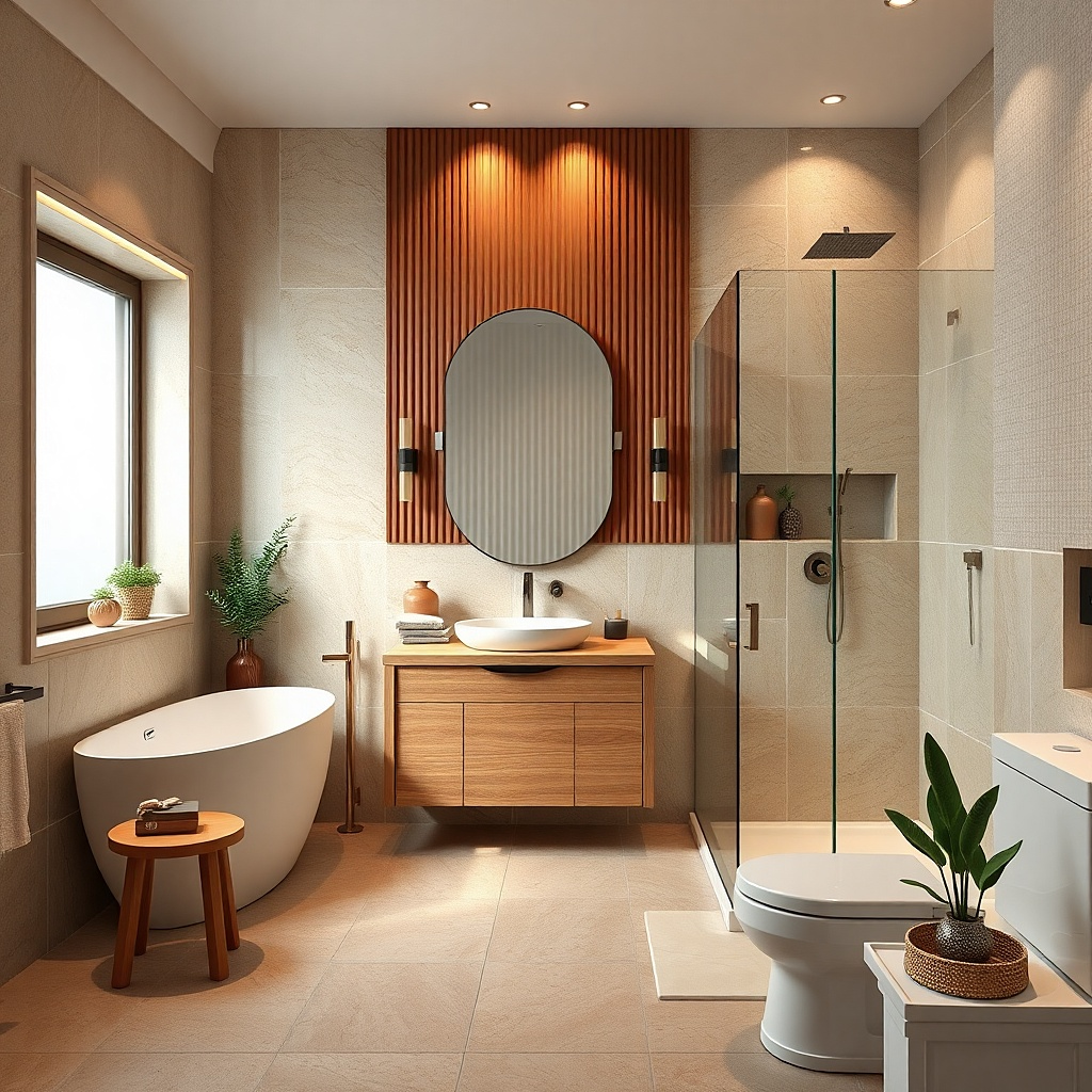 Small bathroom vanity with a soft accent wall color and clean lines