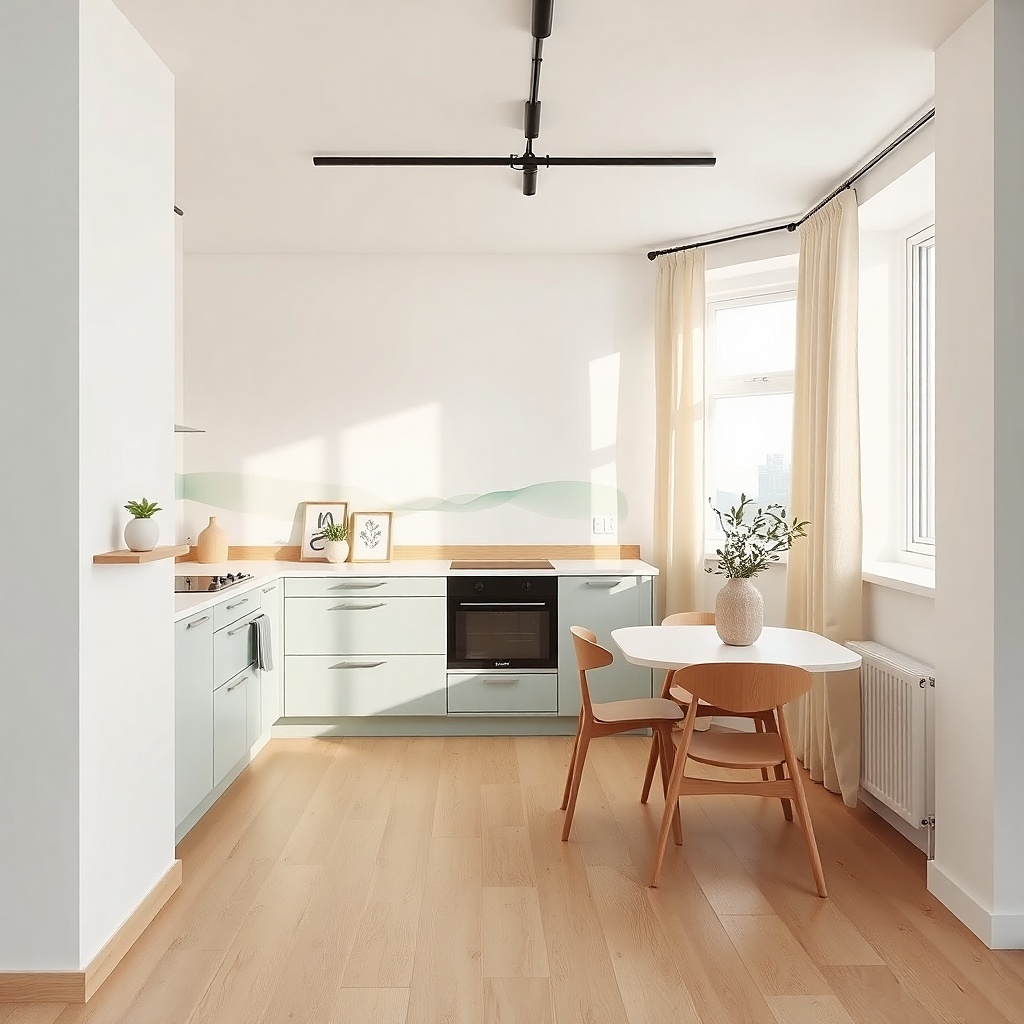 Minimal single-color vine decal running horizontally on a light wall