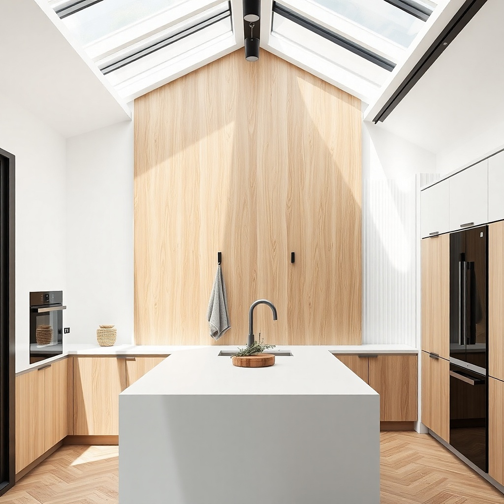 Three vertical wood slats mounted in a row on a light wall