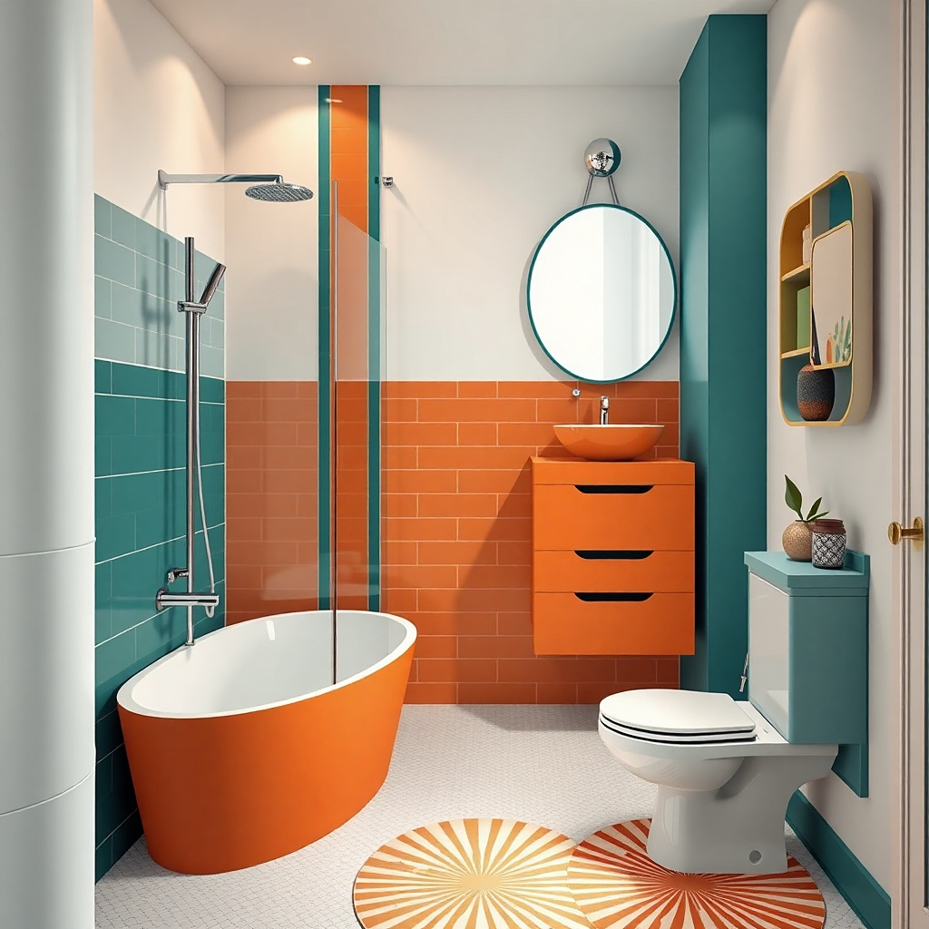 Freestanding tub with a small deck and a removable waterproof panel shower screen