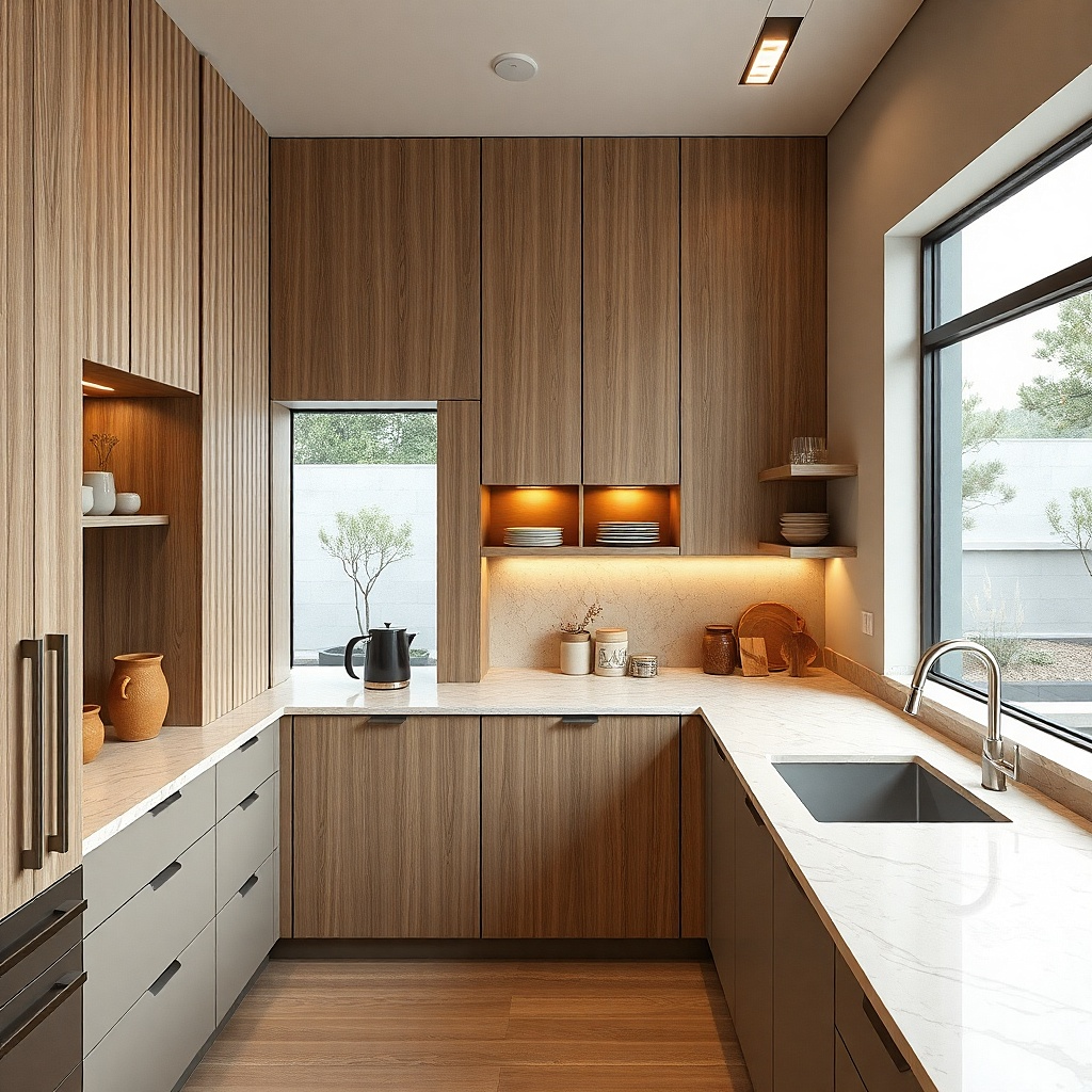 Seasonal Evergreen Small Kitchen Decor ideas for U-Shaped Kitchens