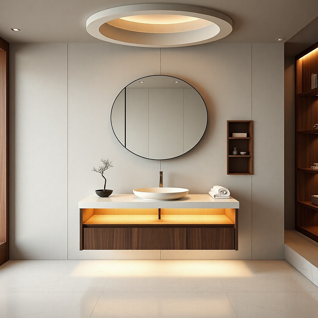 Small two-tier vanity with a shallow top drawer and lower cabinet storage