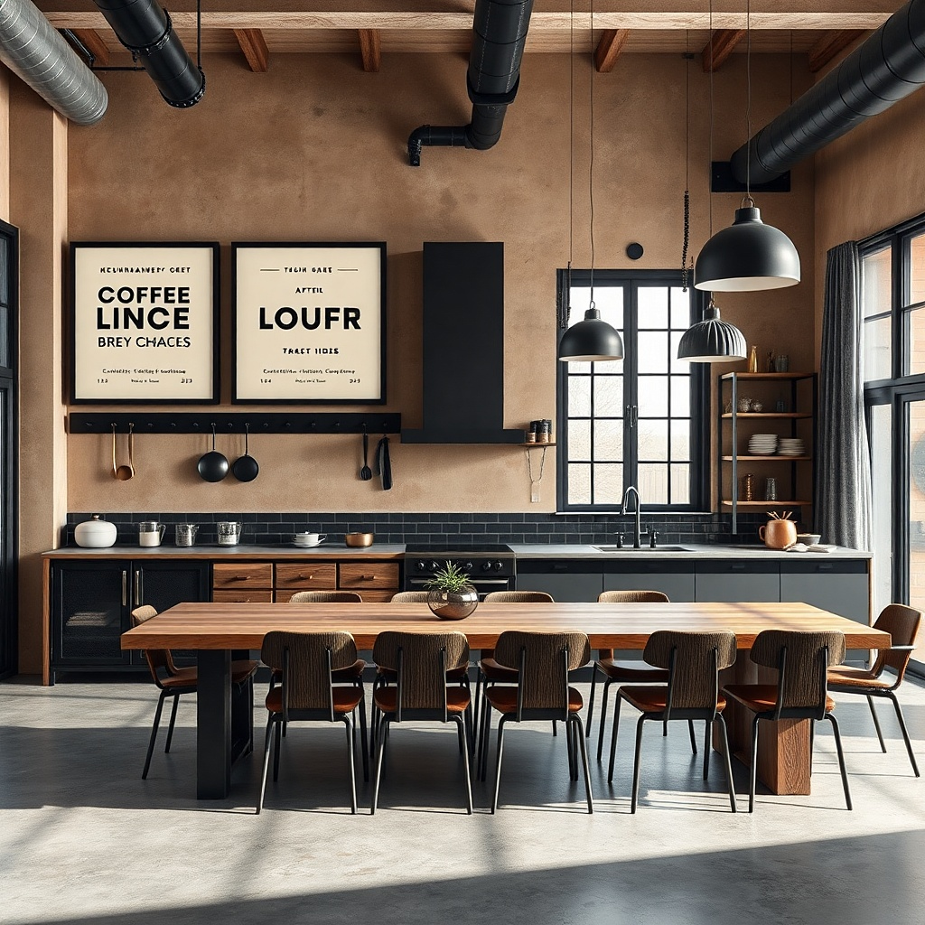 Four matte black frames with kitchen measurement typography