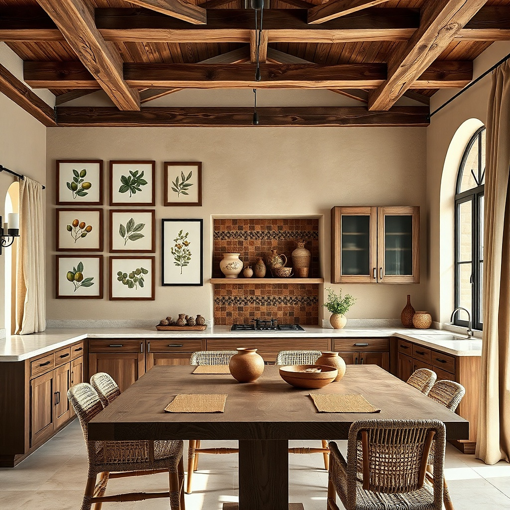 Frames wrap around a corner with two mini grids in matching wood tones