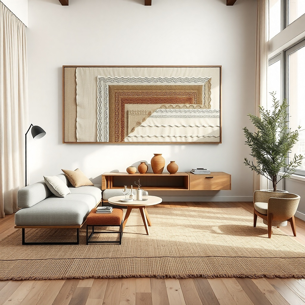 Framed fabric artwork with a solid color pattern