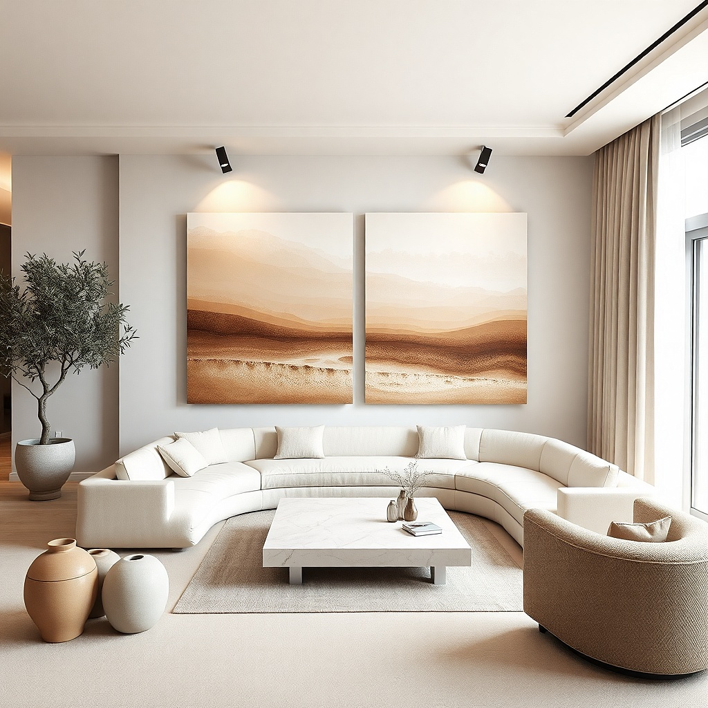 Wall-mounted art ledge with three small framed pieces