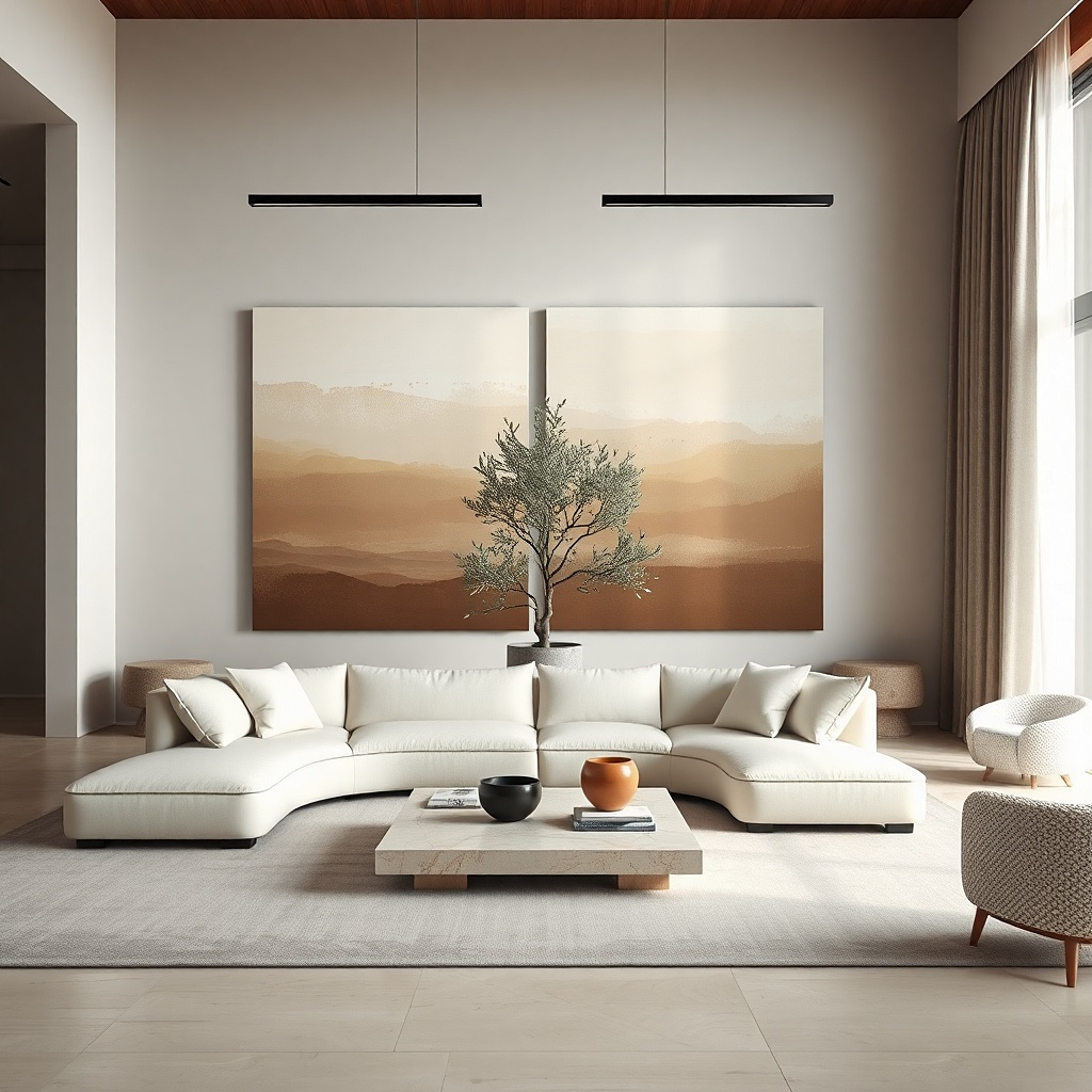 Two large canvases forming one gradient artwork