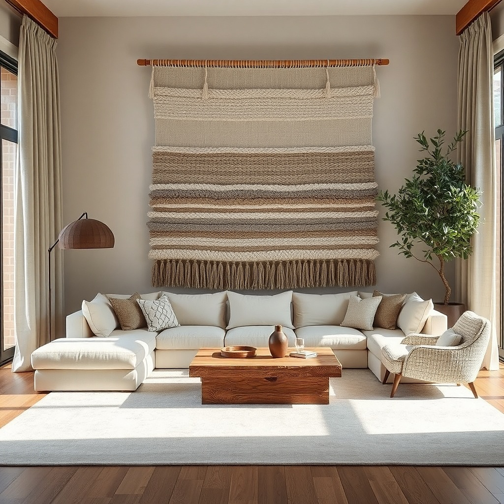 Large architectural line drawing framed above a sofa