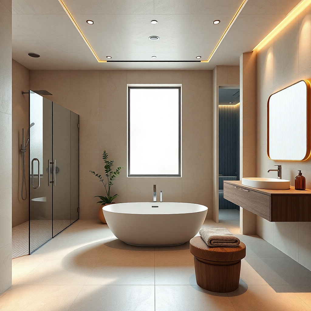 Bright white bathroom with a matte white shower and a subtle ceiling texture