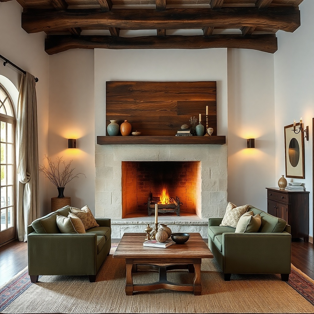 Wall-mounted wooden tray holding neutral ceramic and dried stems