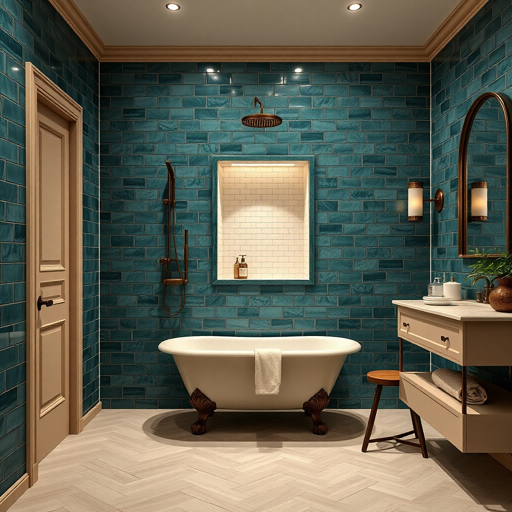 Clawfoot tub with tile-to-ceiling shower wall and clear glass screen